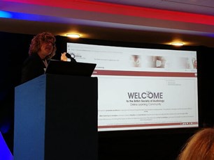 Sara Coulson introducing the online learning section of the BSA's website