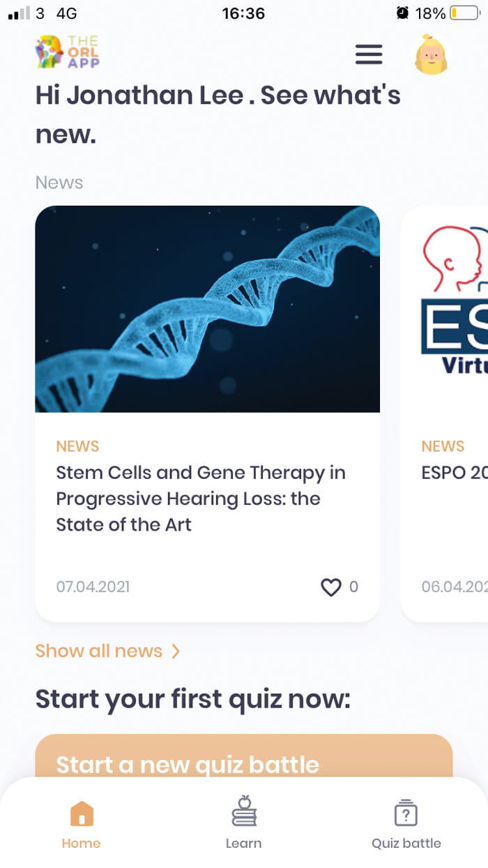 Screengrab of the ORL App.