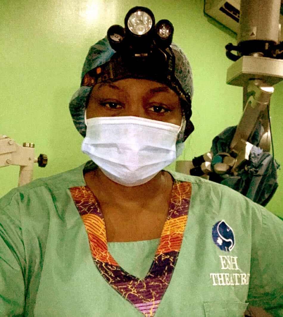 Photo showing Dr Braimah in the OR.