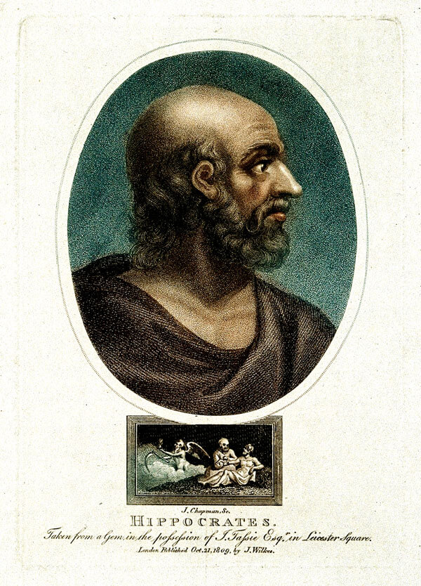 Illustration showing artist’s impression of Hippocrates.