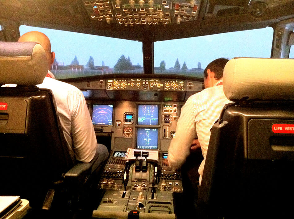 Photo of aeroplane cockpit.
