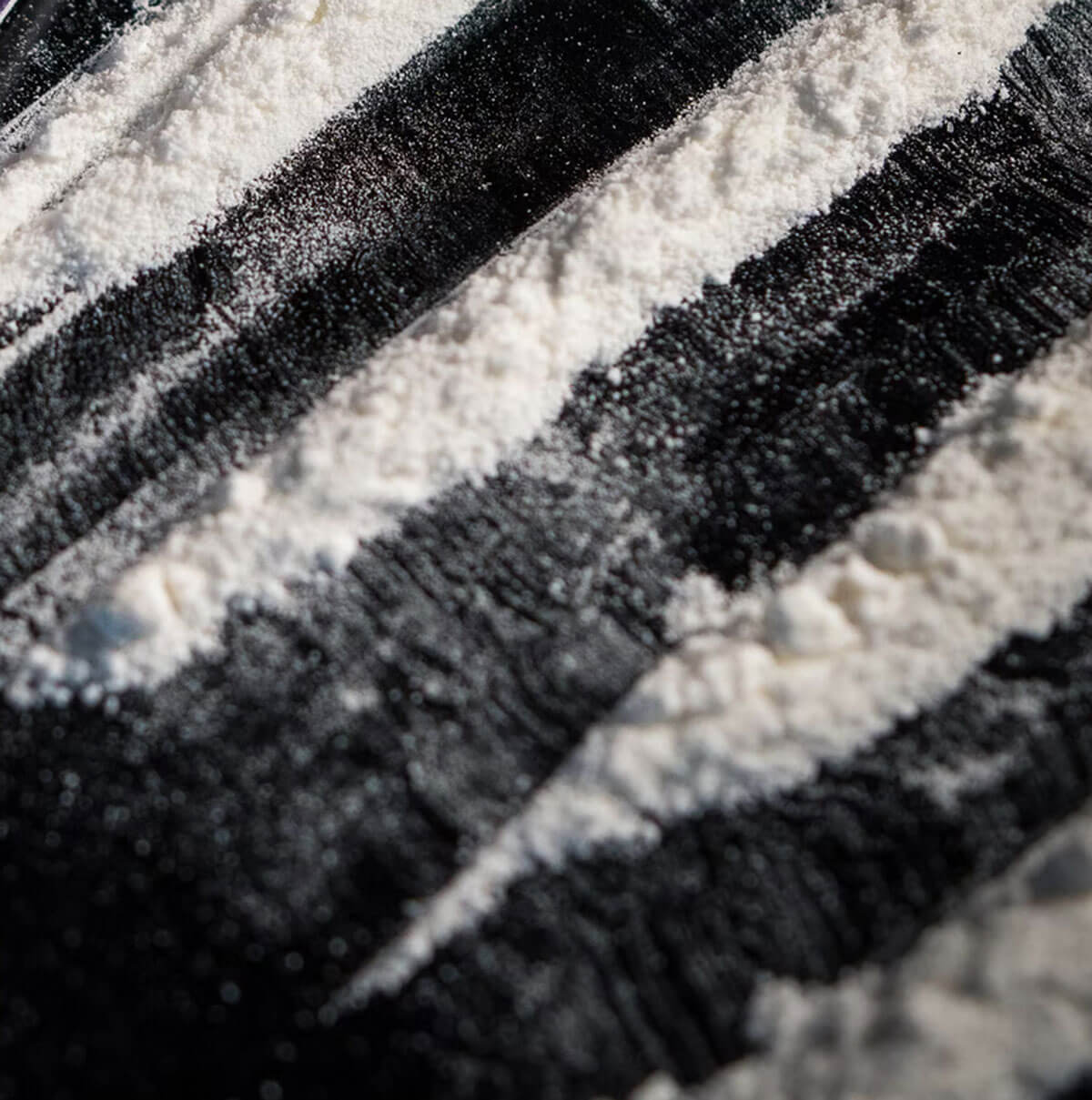 Photo showing lines of cocaine.