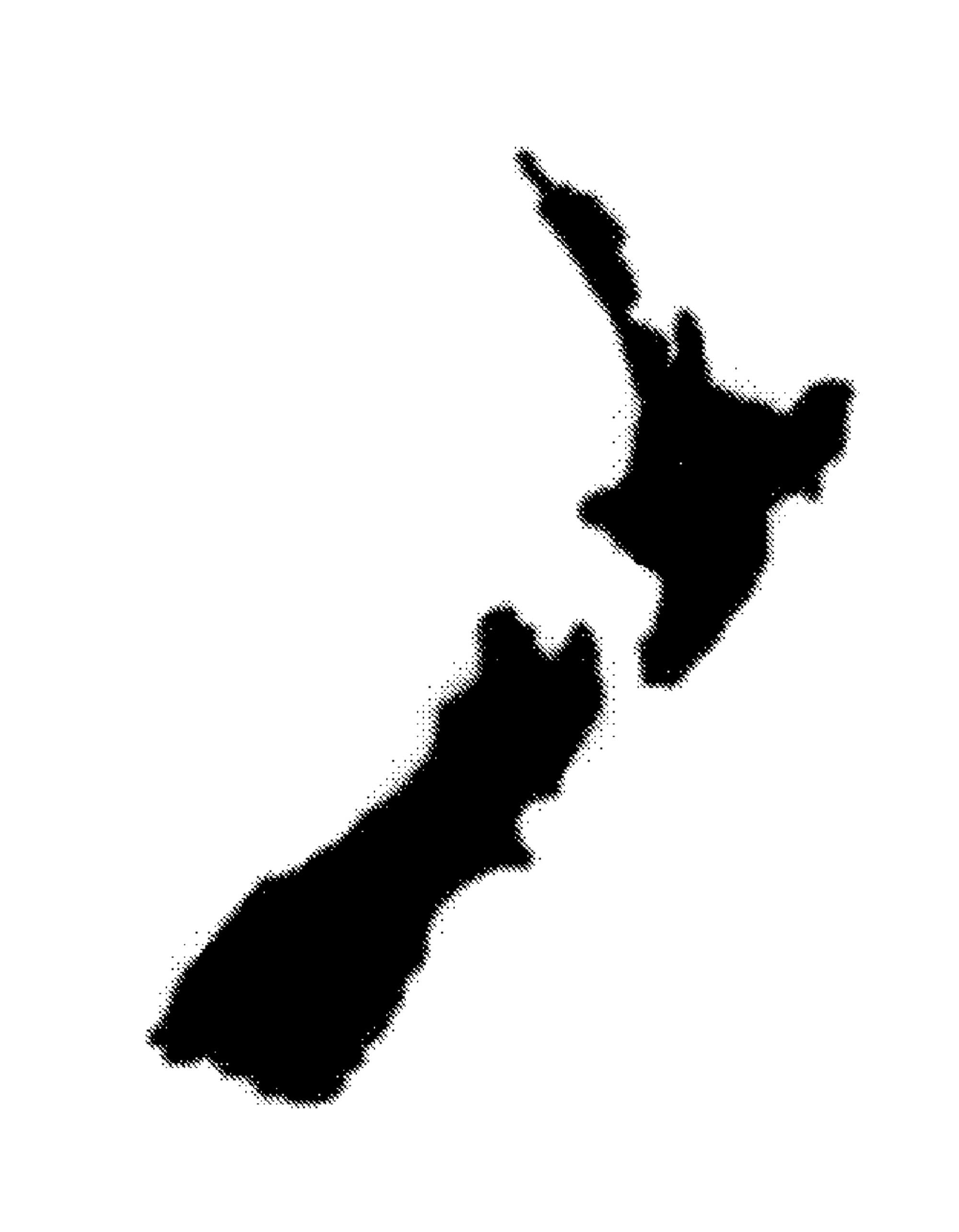 Illustration showing outline of New Zealand.
