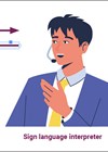 Illustration of video-relay services for Deaf and hard-of-hearing communities.