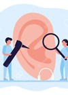 Illustration showing ear examination.