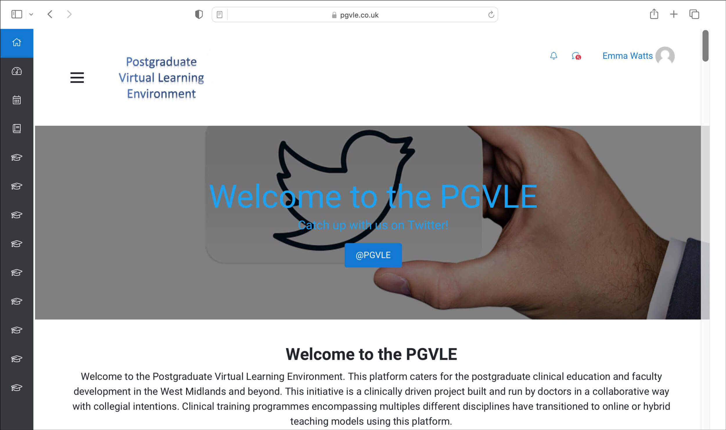 PGVLE online welcome screen image. 