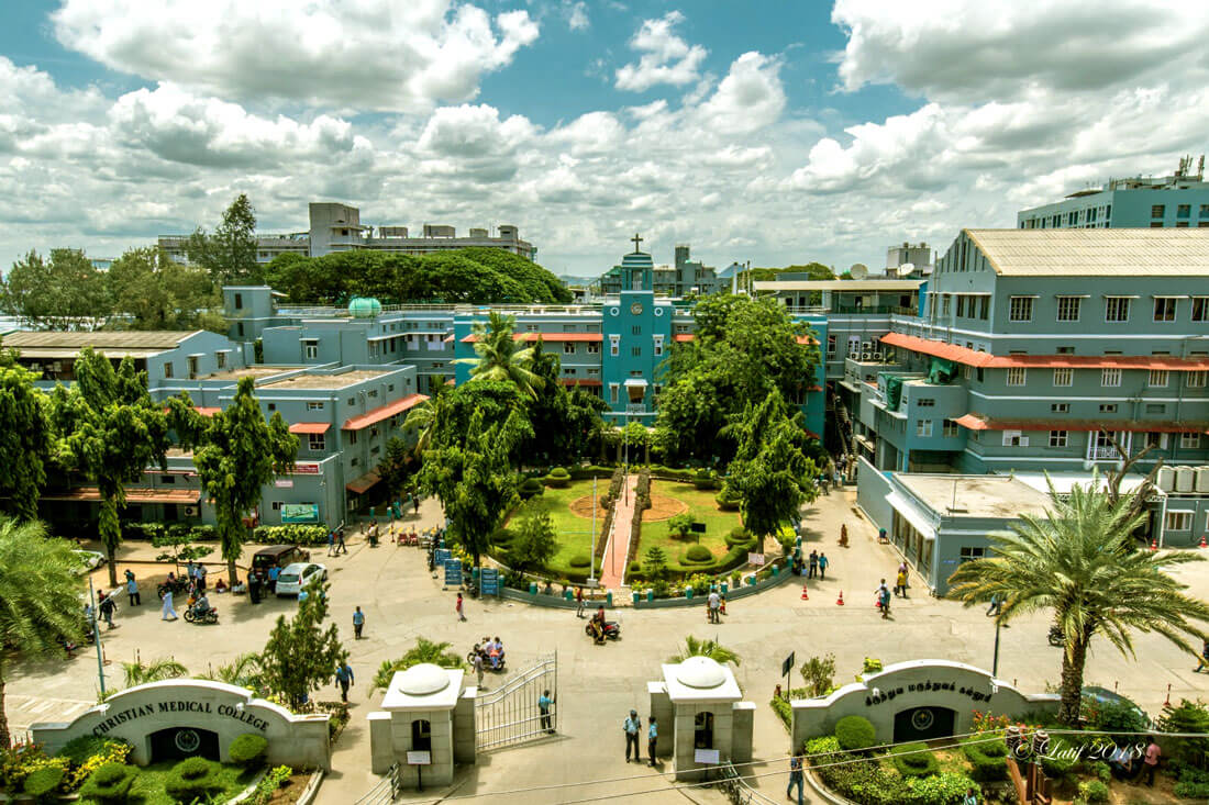 Photo showing Christian Medical College (CMC) in Vellore, India.