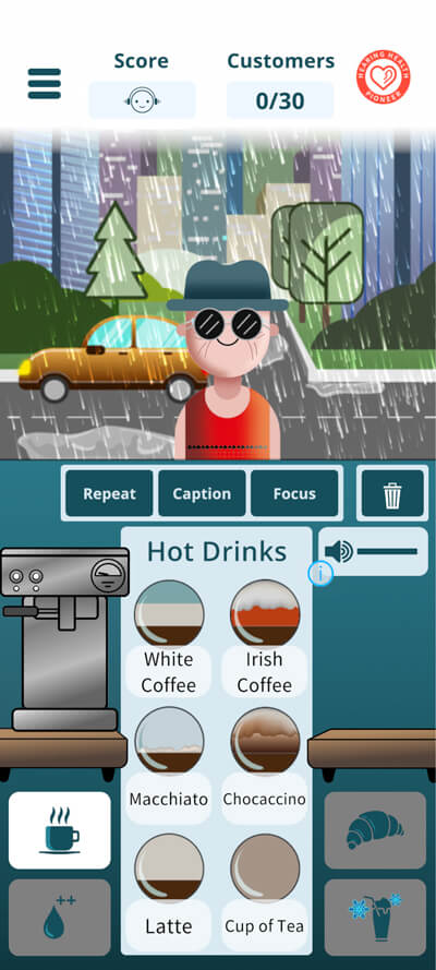 App screenshot showing Ear Gym’s ‘Busy Barista’.