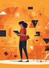 Illustration showing a person calculating something on a clipboard.