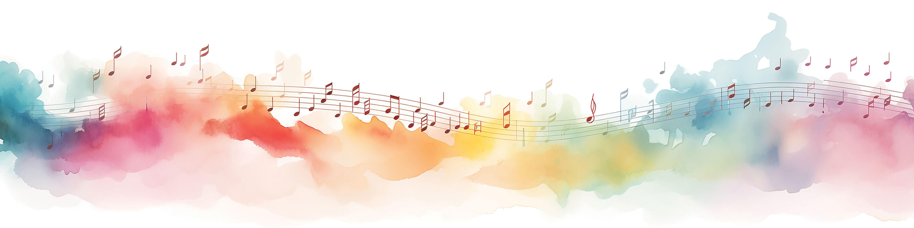 Illustration of colourful spectrum and musical notes.