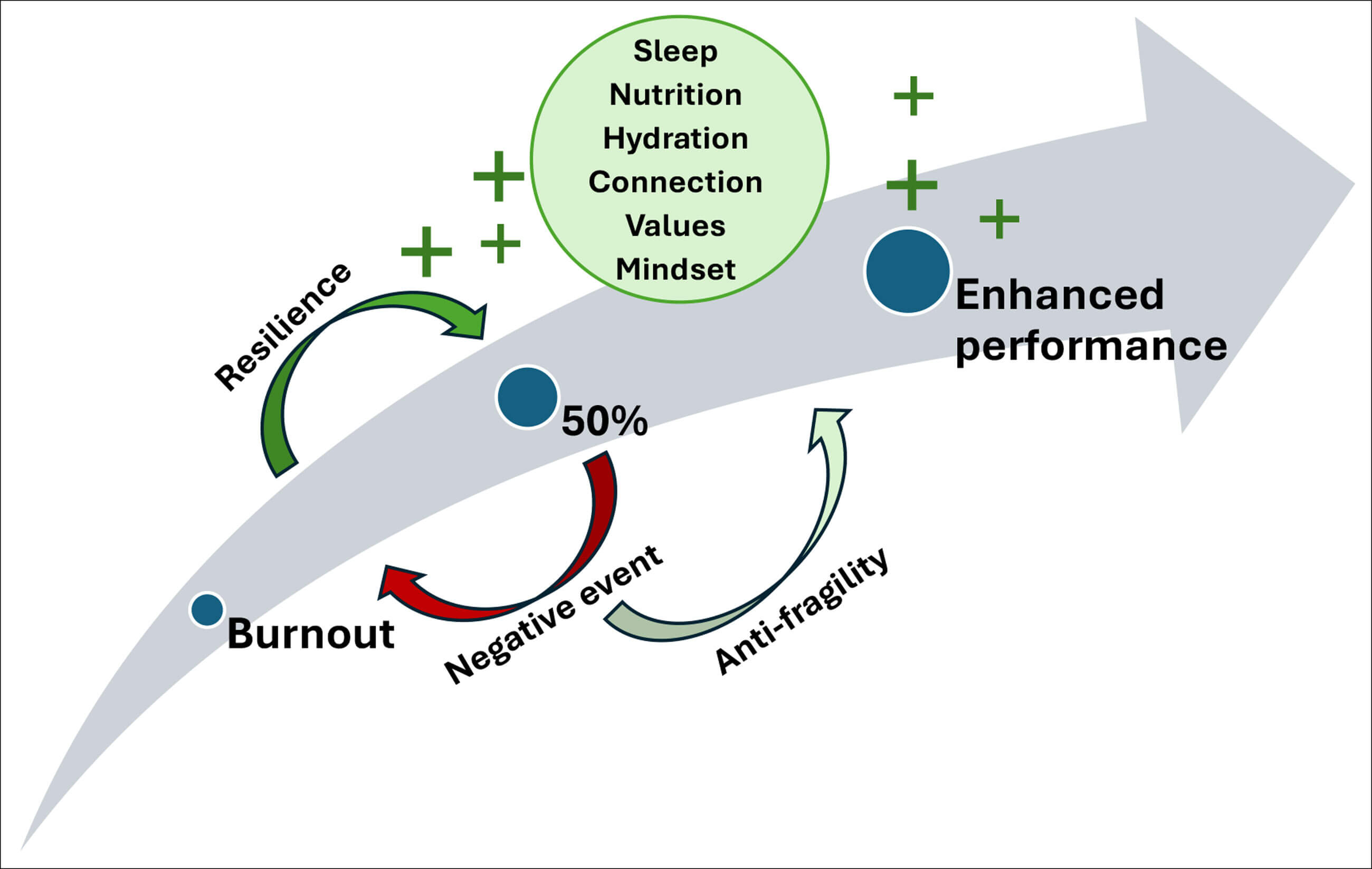 Image showing isual representation of the spectrum of performance and their factors.