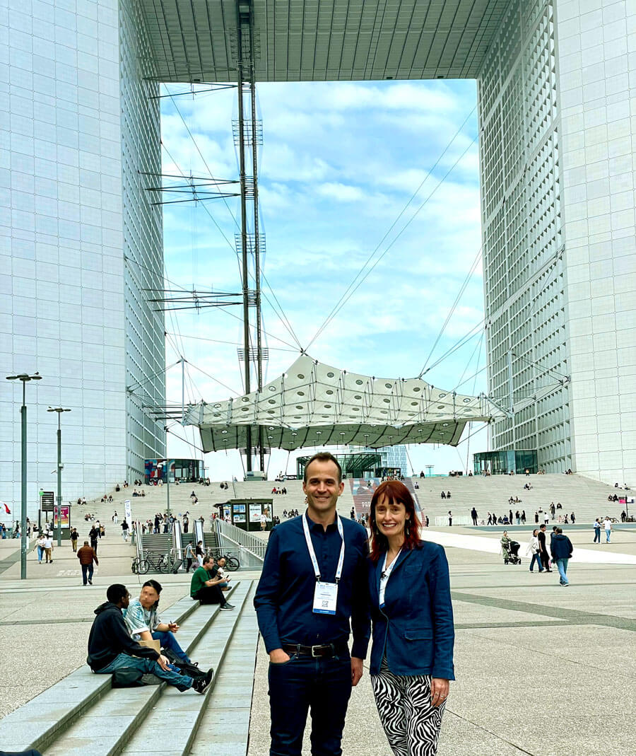 Photo showing De Wet and Helen in Paris for WCA 2024.