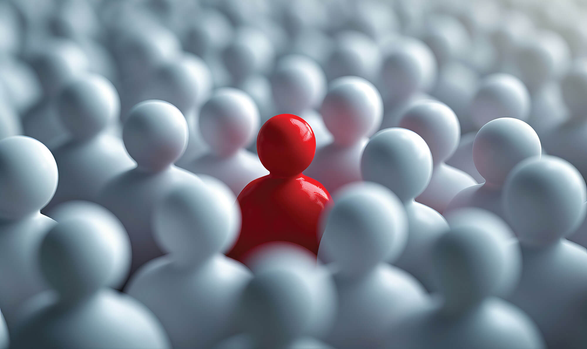 Photo illustrating person being outnumbered by others.