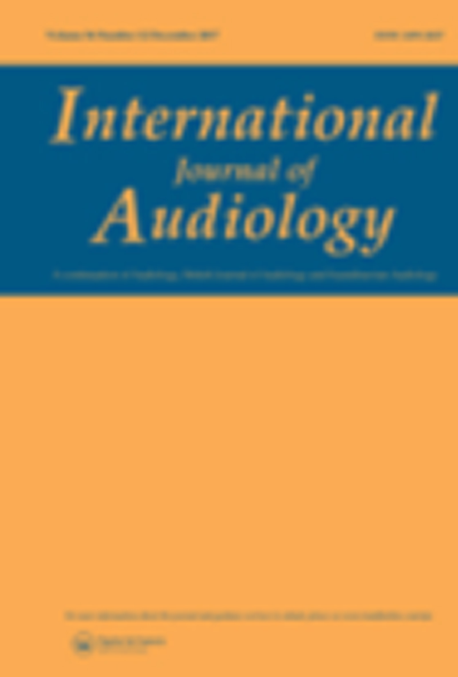 International Journal of Audiology journal cover image.
