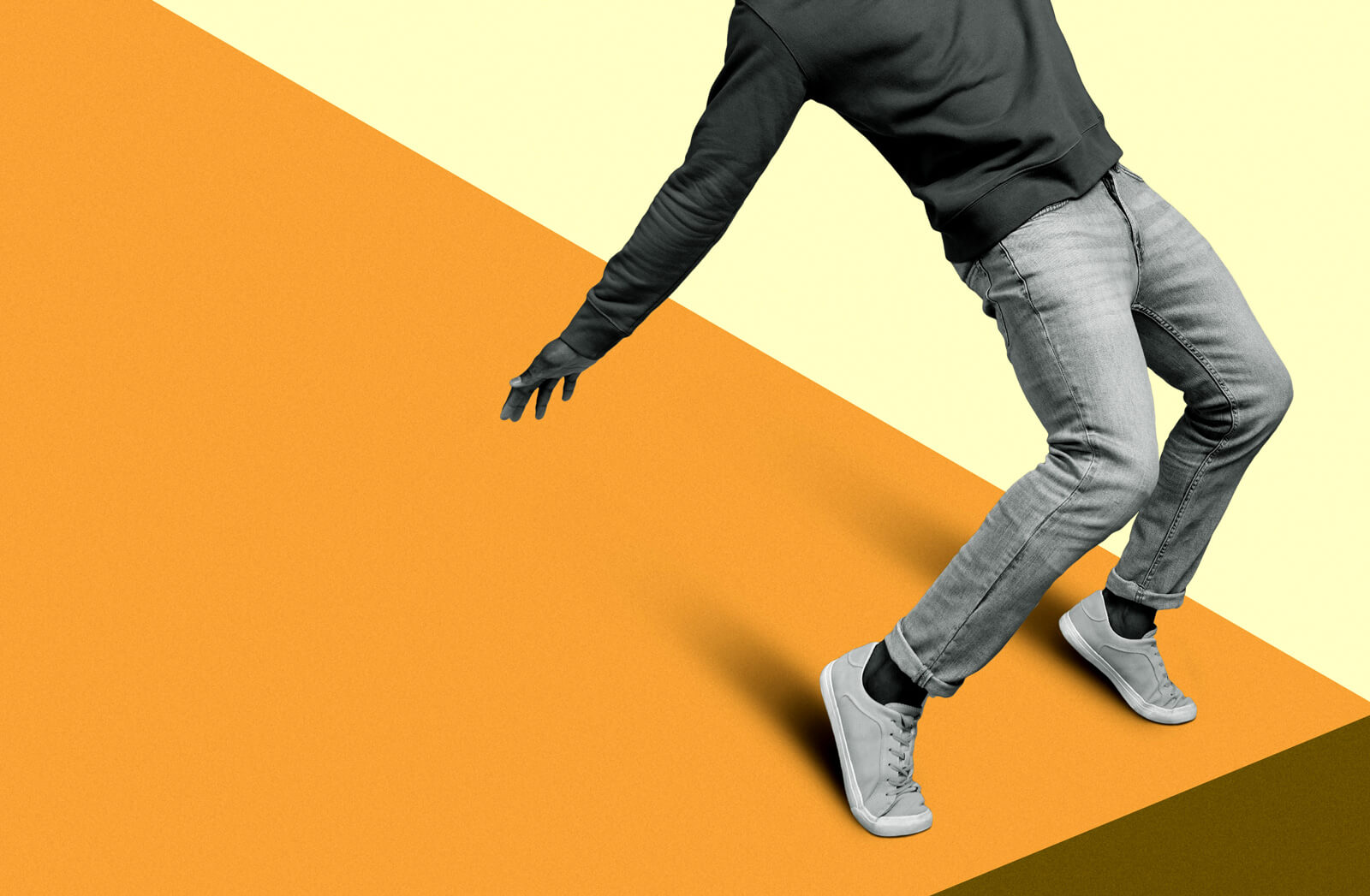 Illustration of person losing balance. 